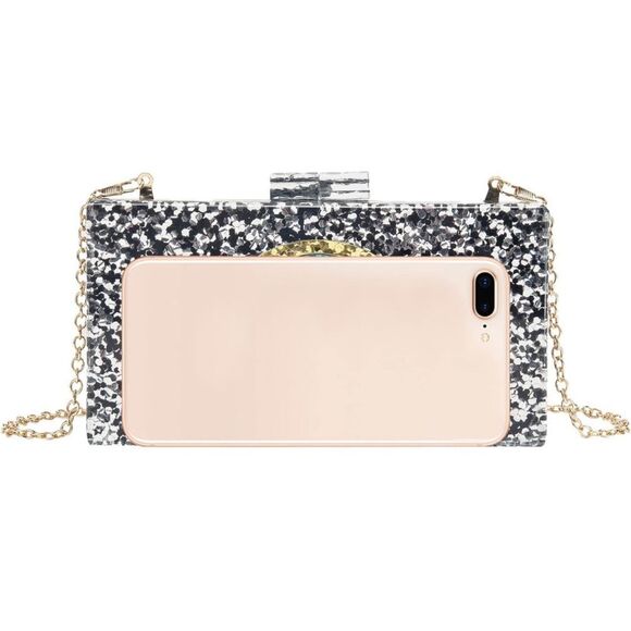 Evil Eye Acrylic Clutch & Shoulder bag (All Black) - Picture 4 of 5